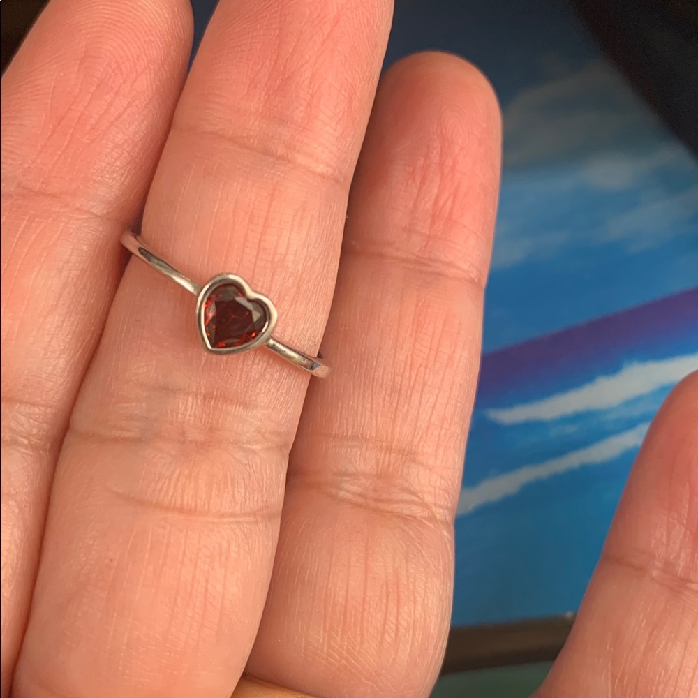 Sterling Silver .925 Red Heart Ring